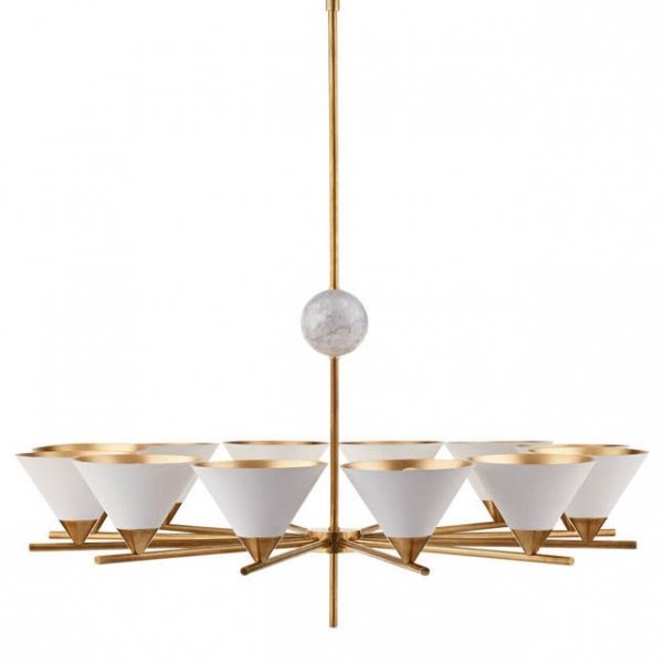 Люстра Cleo Large Chandelier Латунь Белый Люстра Cleo Large Chandelier Латунь Белый в Брянске | Loft Concept