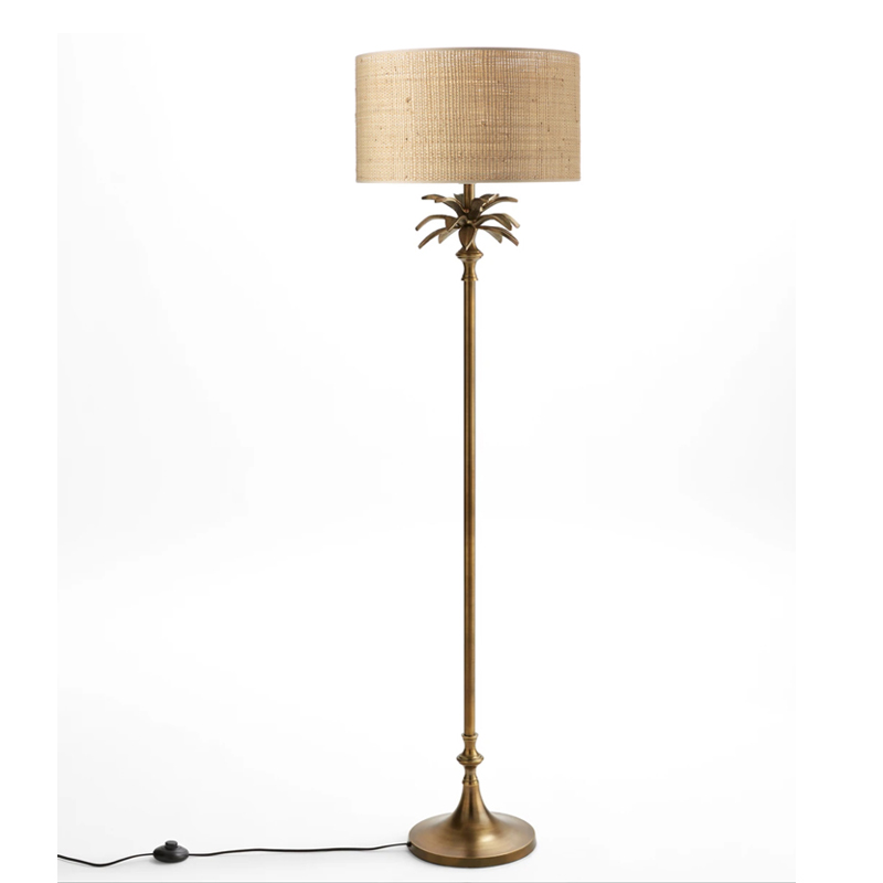 Торшер Palm Raphia Lampshade Латунь Торшер Palm Raphia Lampshade Латунь в Брянске | Loft Concept