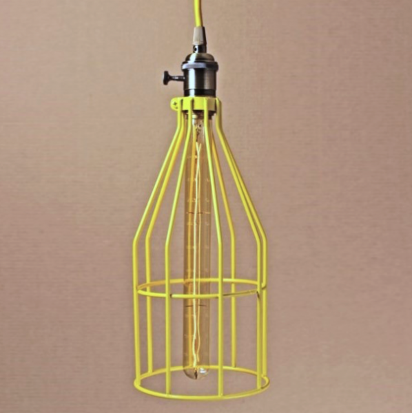 Подвесной светильник Wire Cage Pendant Twix Yellow Желтый Подвесной светильник Wire Cage Pendant Twix Yellow Желтый в Брянске | Loft Concept
