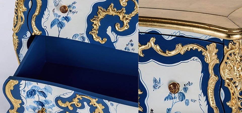 Комод в стиле рококо Rococo Casket Синий Комод в стиле рококо Rococo Casket Синий - Loft-Concept в Брянске