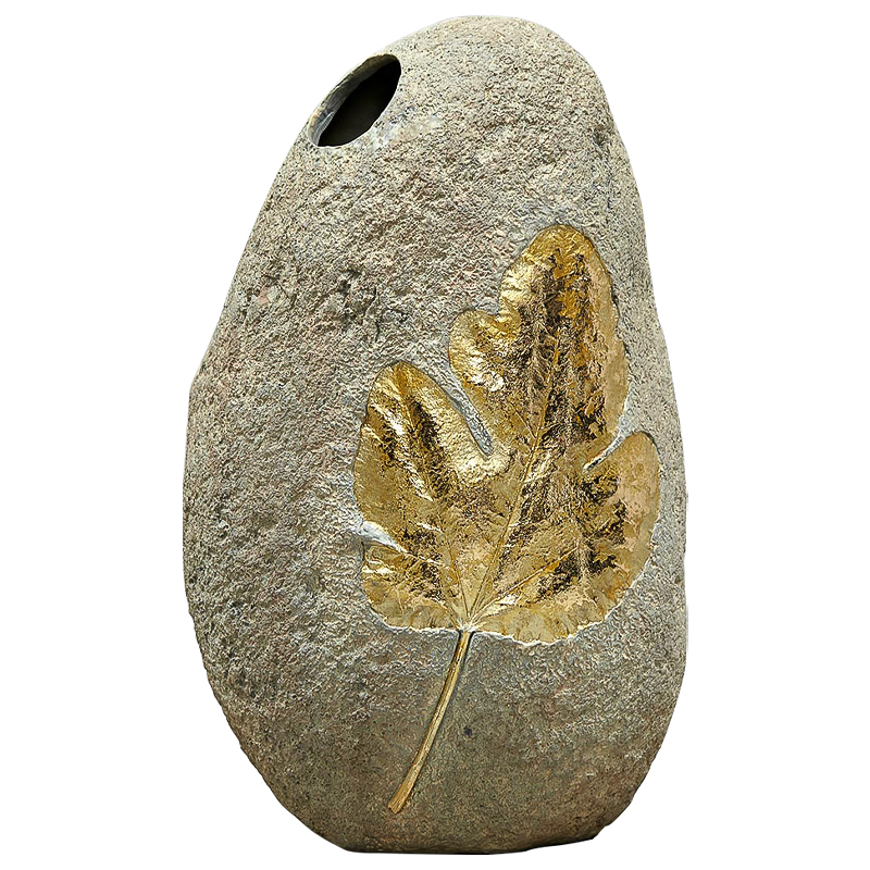 Ваза Golden Stone Leaf Vase имитация камня Бежево-серый Золотой Ваза Golden Stone Leaf Vase имитация камня Бежево-серый Золотой в Брянске | Loft Concept