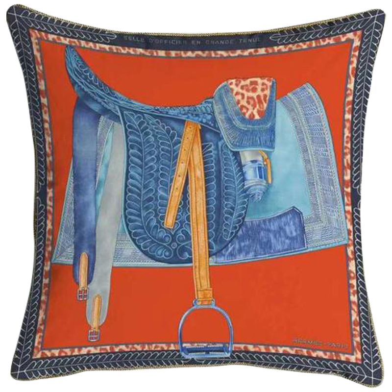 Декоративная подушка Hermes Saddle Orange 127 Оранжевый Голубой Мульти Декоративная подушка Hermes Saddle Orange 127 Оранжевый Голубой Мульти в Брянске | Loft Concept