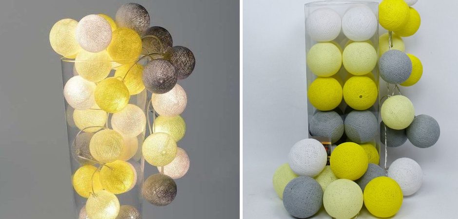 Гирлянда хлопковые фонарики Сotton Ball Yellow - Loft-Concept в Брянске