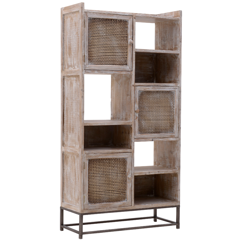 Стеллаж Rosita Wood Rack Бежево-серый Металлик винтаж Стеллаж Rosita Wood Rack Бежево-серый Металлик винтаж в Брянске | Loft Concept