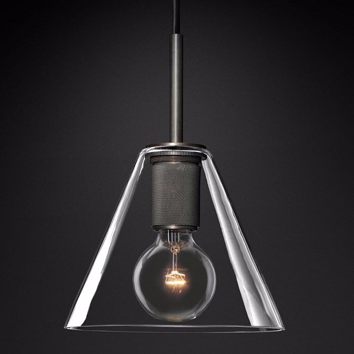 Подвесной светильник RH Utilitaire Funnel Pendant Black Темная бронза Прозрачное Стекло Подвесной светильник RH Utilitaire Funnel Pendant Black Темная бронза Прозрачное Стекло в Брянске | Loft Concept
