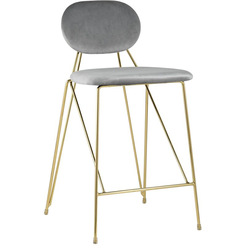 Полубарный Стул Alice Chair Светло-Серый Велюр Серый Золотой Полубарный Стул Alice Chair Светло-Серый Велюр Серый Золотой в Брянске | Loft Concept