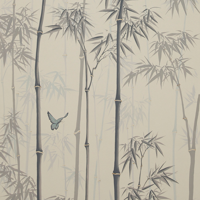 Обои ручная роспись Distant Bamboo Special Colourway on white dyed paper Обои ручная роспись Distant Bamboo Special Colourway on white dyed paper в Брянске | Loft Concept