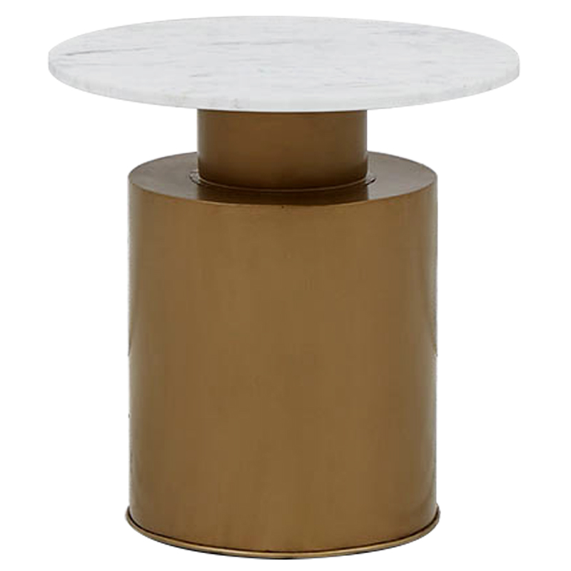 Приставной стол с мраморной столешницей Ela Marble Side Table Белый Мрамор Bianco Золотой Приставной стол с мраморной столешницей Ela Marble Side Table Белый Мрамор Bianco Золотой в Брянске | Loft Concept