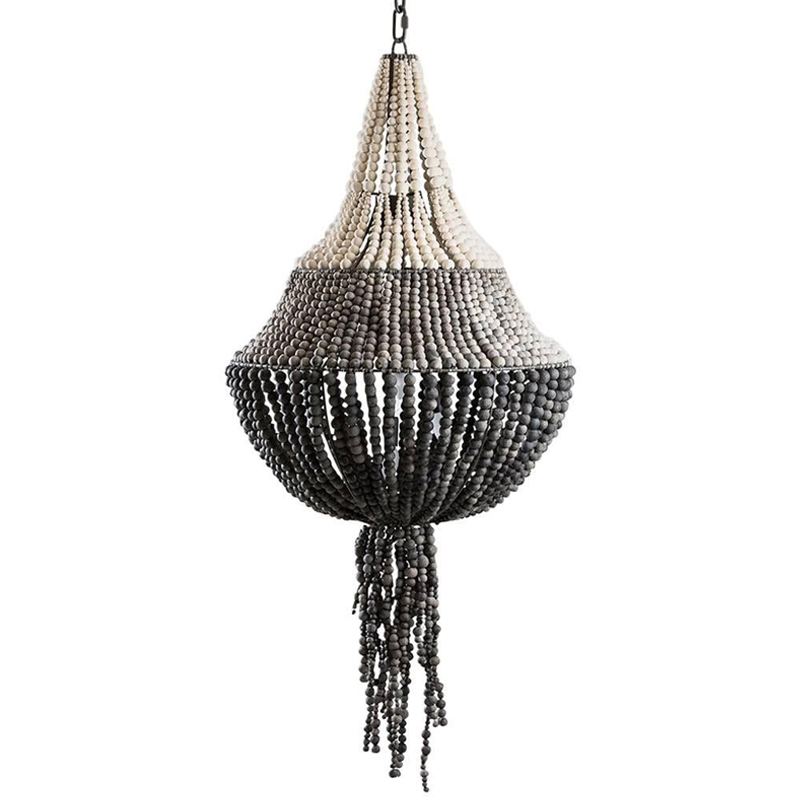 Люстра каплевидной формы с круглыми бусинами Gradient Wooden Beads Chandelier L Белый Серый Черный Люстра каплевидной формы с круглыми бусинами Gradient Wooden Beads Chandelier L Белый Серый Черный в Брянске | Loft Concept