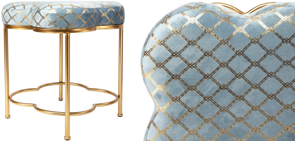 Пуф PUF Frame of Clover & Upholstery Gold Mesh голубой Пуф PUF Frame of Clover & Upholstery Gold Mesh голубой - Loft-Concept в Брянске