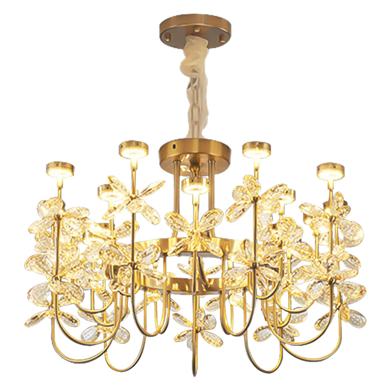Люстра с хрустальными цветами Crystal Flowers Chandelier Золотой Прозрачный Люстра с хрустальными цветами Crystal Flowers Chandelier Золотой Прозрачный в Брянске | Loft Concept