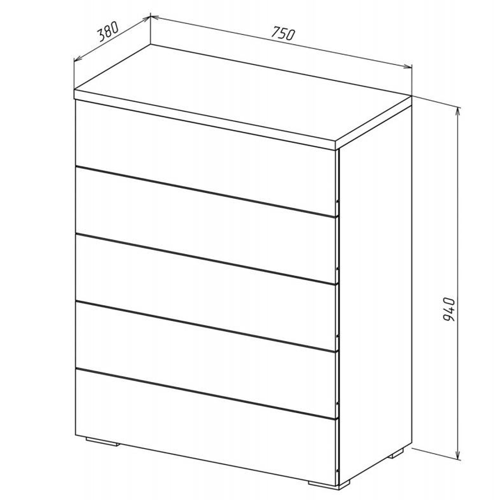 Комод с белым глянцевым фасадом с 5-ю ящиками Grace of Furniture Комод с белым глянцевым фасадом с 5-ю ящиками Grace of Furniture в Брянске