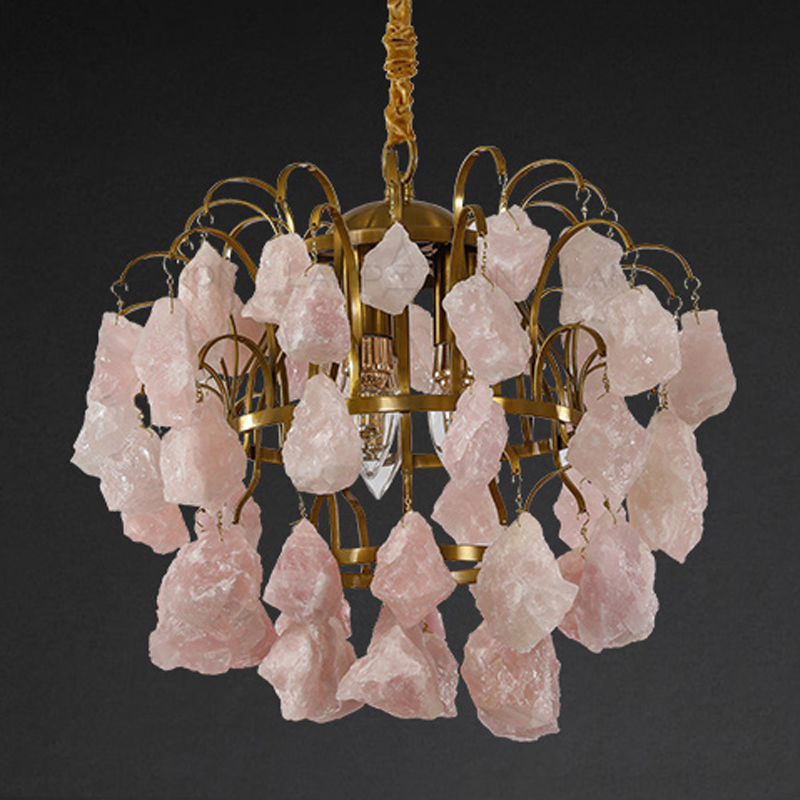 Hardis Pink stone Chandelier 30 Латунь Дымчатая Роза Hardis Pink stone Chandelier 30 Латунь Дымчатая Роза в Брянске | Loft Concept