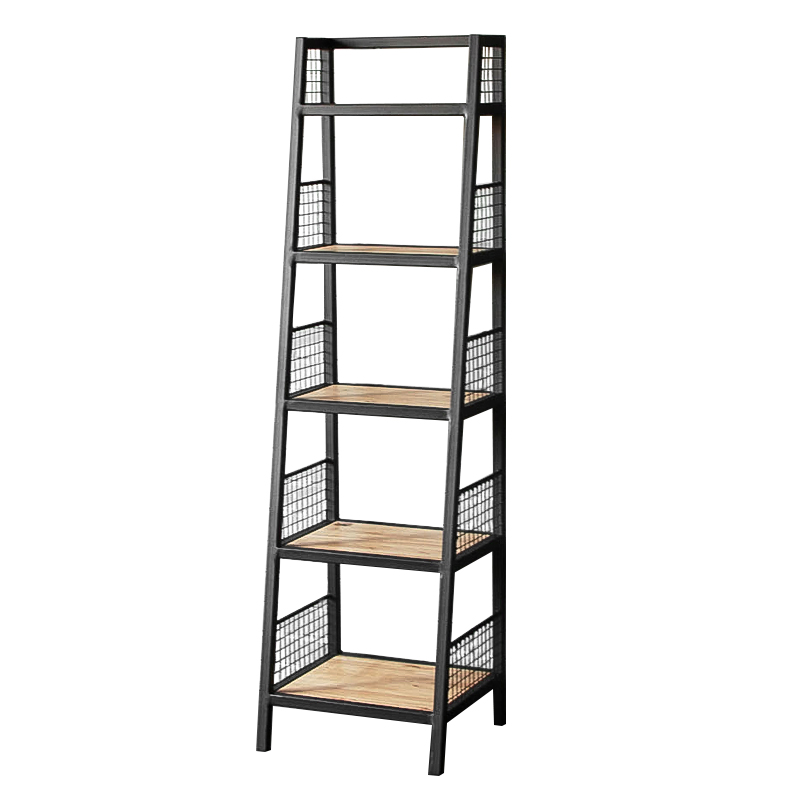 Стеллаж Kiyan Black Industrial Metal Rust Rack Черный Древесина Стеллаж Kiyan Black Industrial Metal Rust Rack Черный Древесина в Брянске | Loft Concept