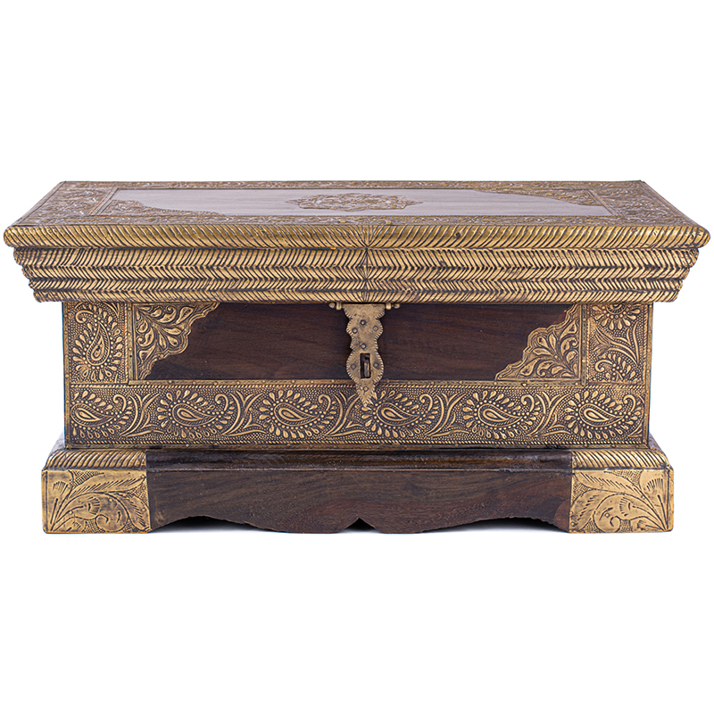 Сундук Wooden Inlaid Chest Коричневый Латунь в Брянске | Loft Concept 