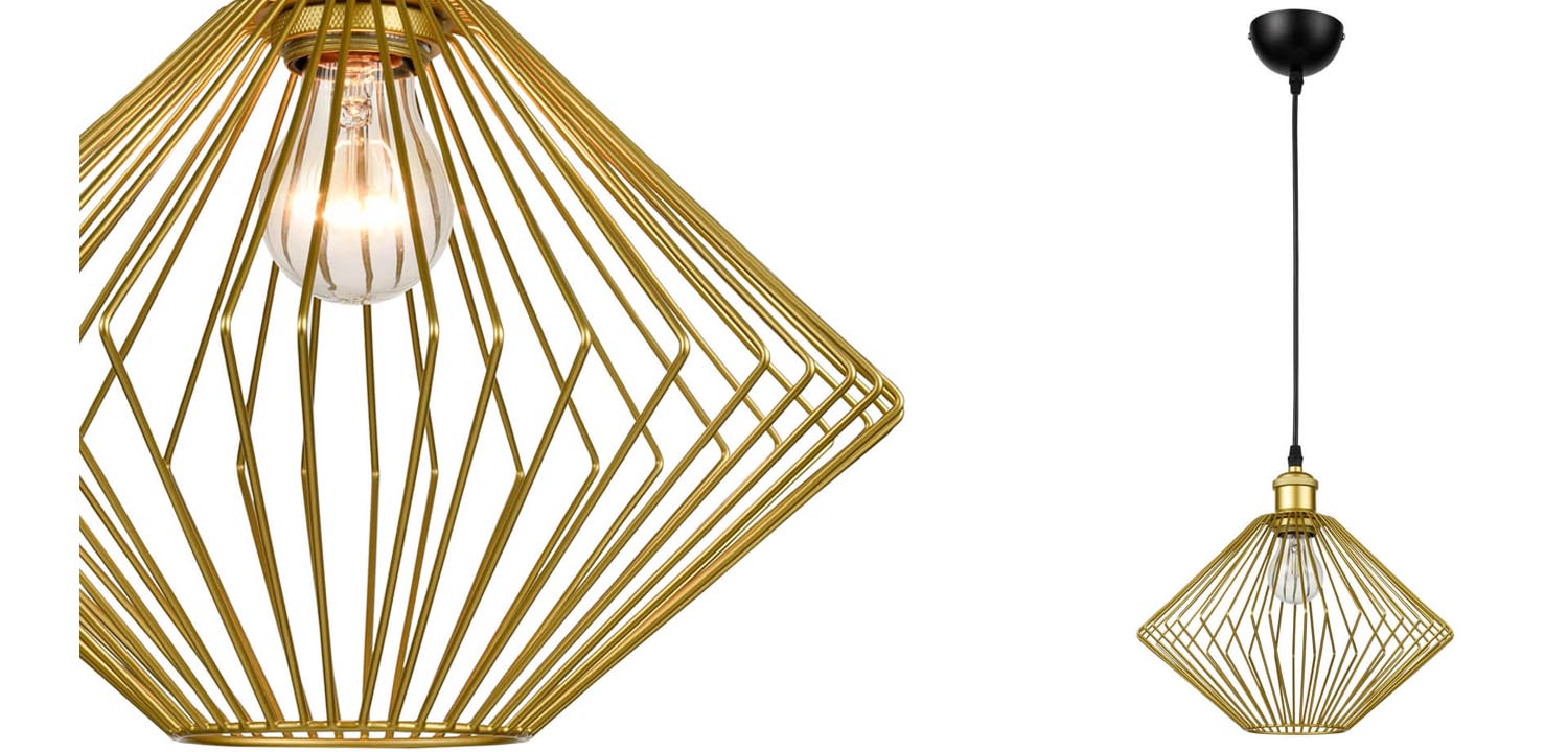Подвесной светильник Loft Wire Cage gold - фото