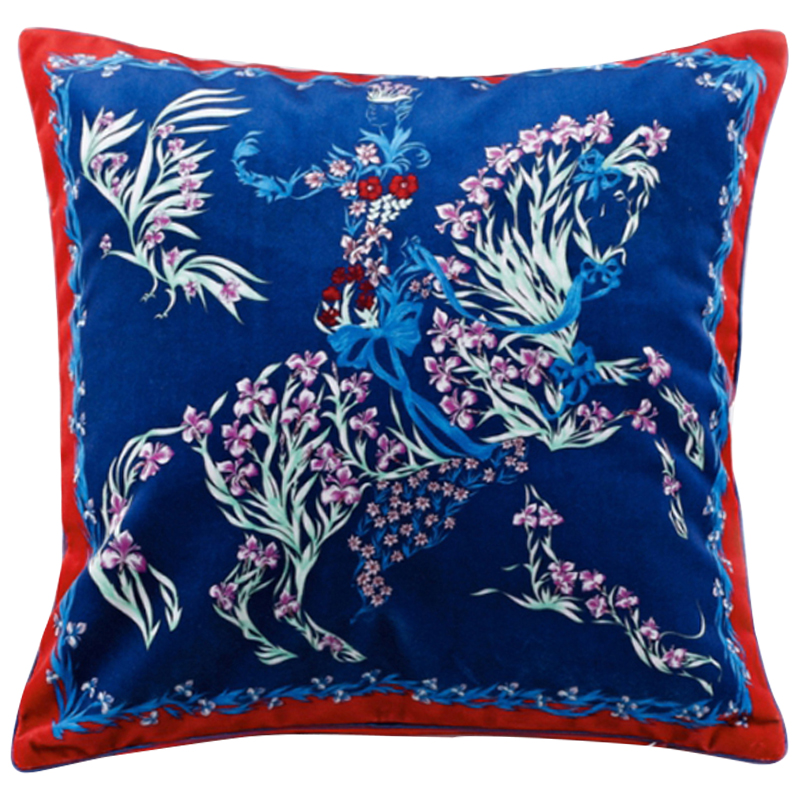 Декоративная подушка Hermes Horse 117 Синий Красный Мульти Декоративная подушка Hermes Horse 117 Синий Красный Мульти в Брянске | Loft Concept