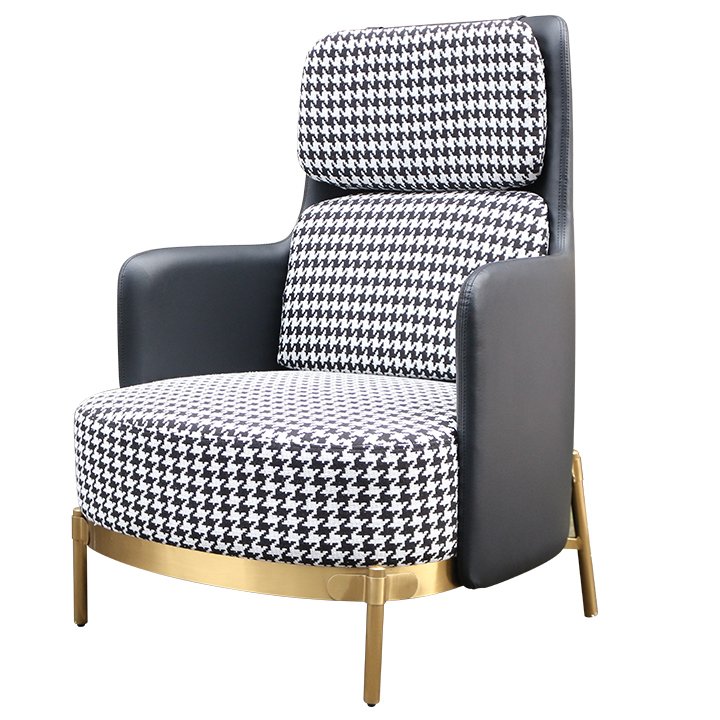 Кресло Pied de poule Gray high Armchair Черно-белый Латунь Кресло Pied de poule Gray high Armchair Черно-белый Латунь в Брянске | Loft Concept
