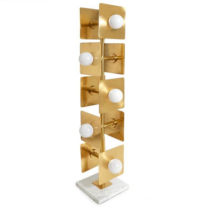 Торшер PUZZLE FLOOR LAMP Латунь Белый Белый Мрамор Bianco Торшер PUZZLE FLOOR LAMP Латунь Белый Белый Мрамор Bianco в Брянске | Loft Concept