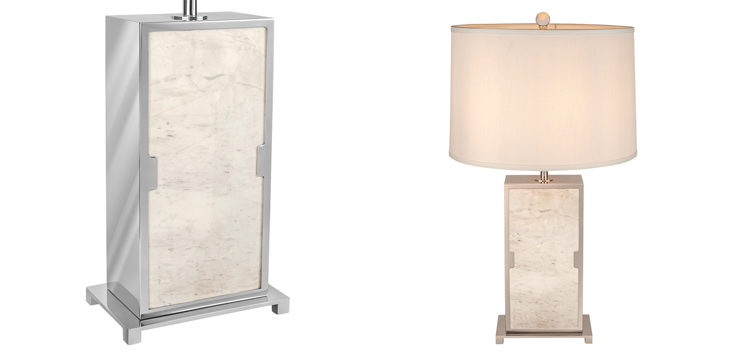 Настольная лампа с абажуром Wilbur Chrome Marble Table Lamp - фото