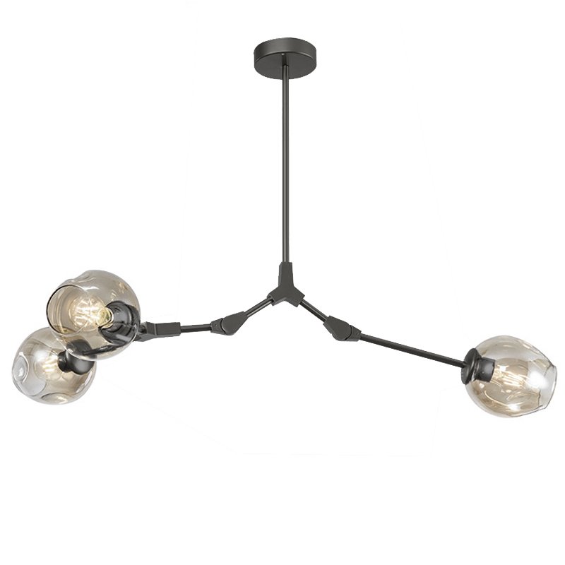 Люстра Сrumpled Glass Bubble Chandelier Gray 3 плафона Прозрачный (Transparent) Черный Люстра Сrumpled Glass Bubble Chandelier Gray 3 плафона Прозрачный (Transparent) Черный в Брянске | Loft Concept