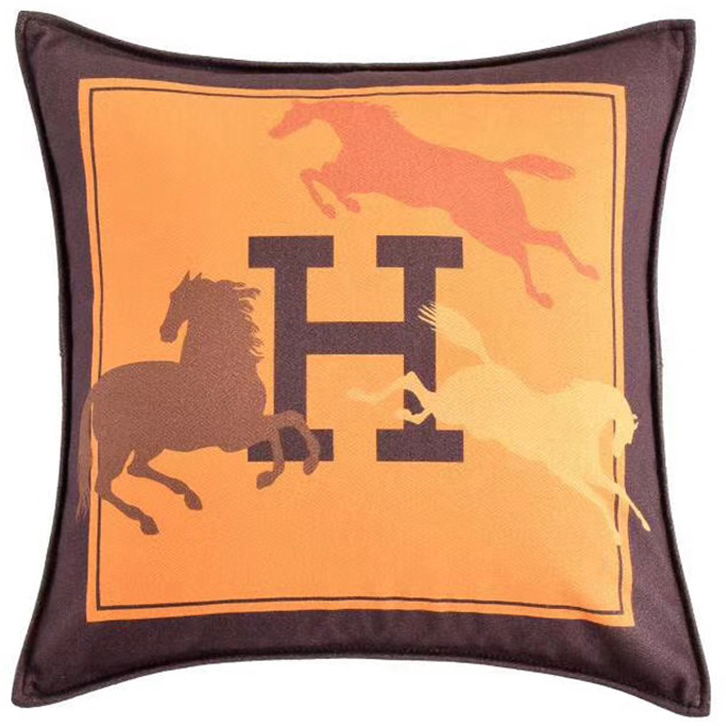 Декоративная подушка Hermes Horse 45 Желтый Коричневый Оранжевый в Брянске | Loft Concept 