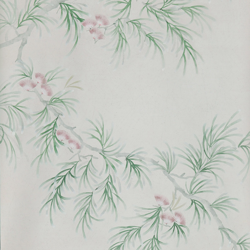Обои ручная роспись Silk Tree Colourway SC-92 on Crackled Silver on Shell Pink metallic silk Обои ручная роспись Silk Tree Colourway SC-92 on Crackled Silver on Shell Pink metallic silk в Брянске | Loft Concept
