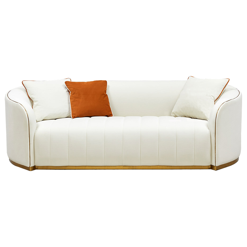 Диван Montel Sofa Молочный Оранжевый Латунь Диван Montel Sofa Молочный Оранжевый Латунь в Брянске | Loft Concept