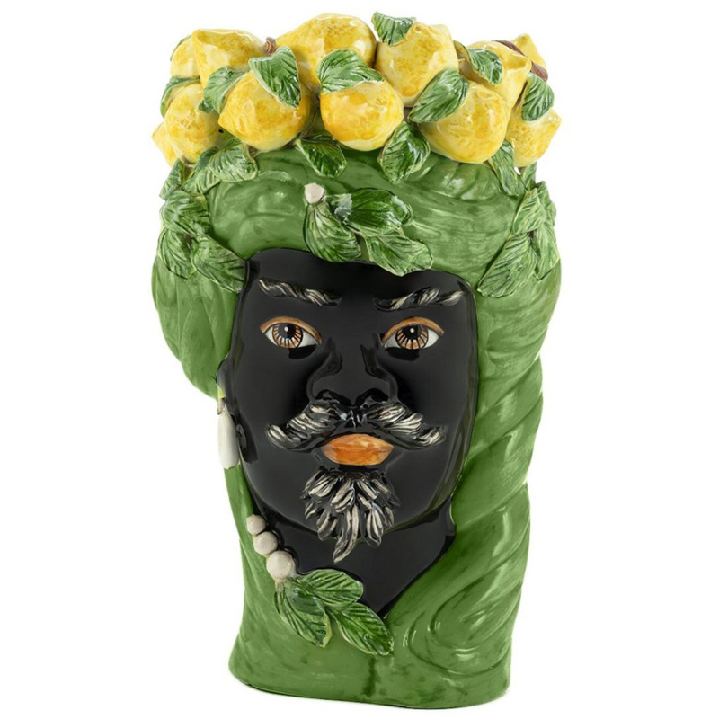 Ваза Vase Lemon Head Man Green Зеленый Желтый Черный Ваза Vase Lemon Head Man Green Зеленый Желтый Черный в Брянске | Loft Concept