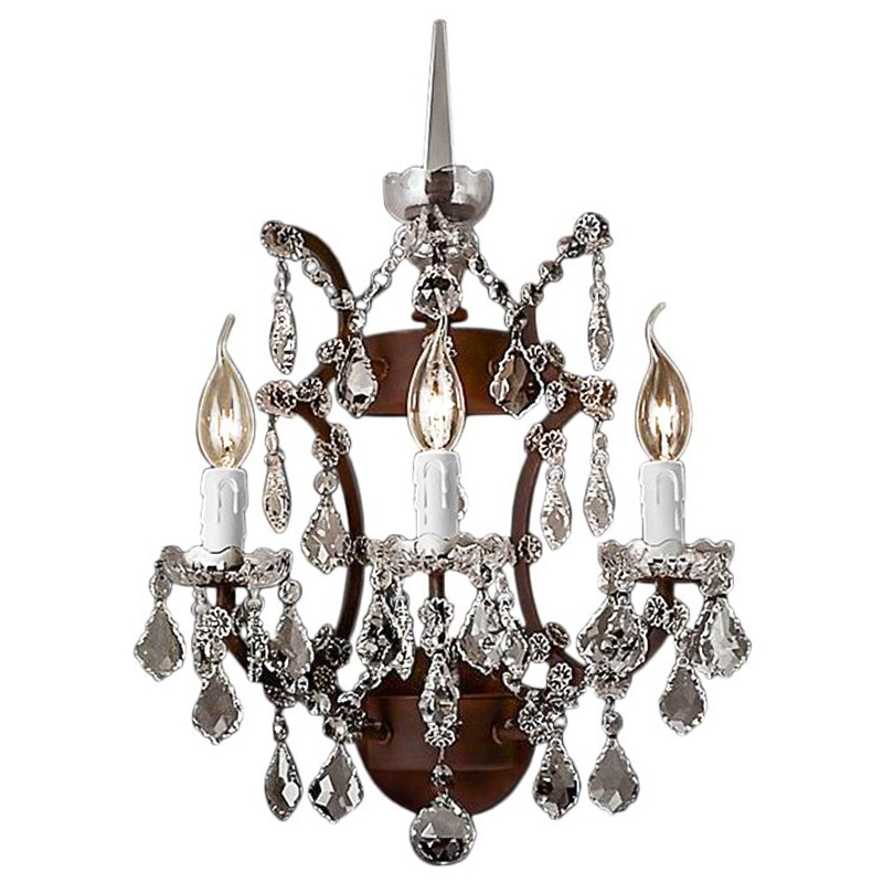 Бра 19th c. Rococo IRON & CLEAR CRYSTAL Brown Wall Lamp Коричневый винтаж Прозрачное Стекло в Брянске | Loft Concept 