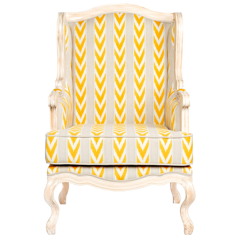 Кресло Ikat Pattern с желтым узором Белый Желтый Бежевый Кресло Ikat Pattern с желтым узором Белый Желтый Бежевый в Брянске | Loft Concept