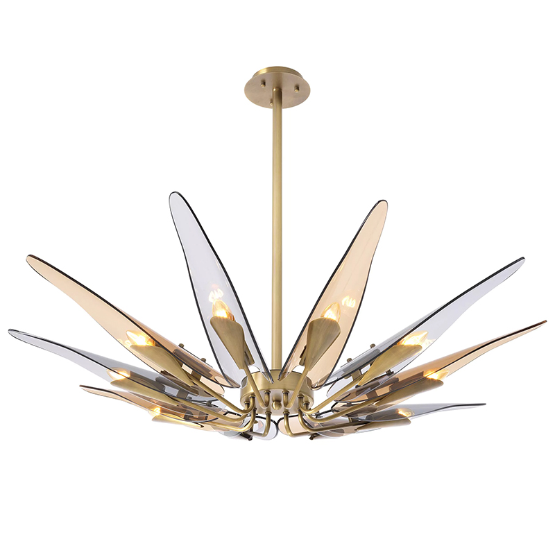 Люстра Eichholtz Chandelier Sky Янтарный Стекло Смок Латунь Люстра Eichholtz Chandelier Sky Янтарный Стекло Смок Латунь в Брянске | Loft Concept