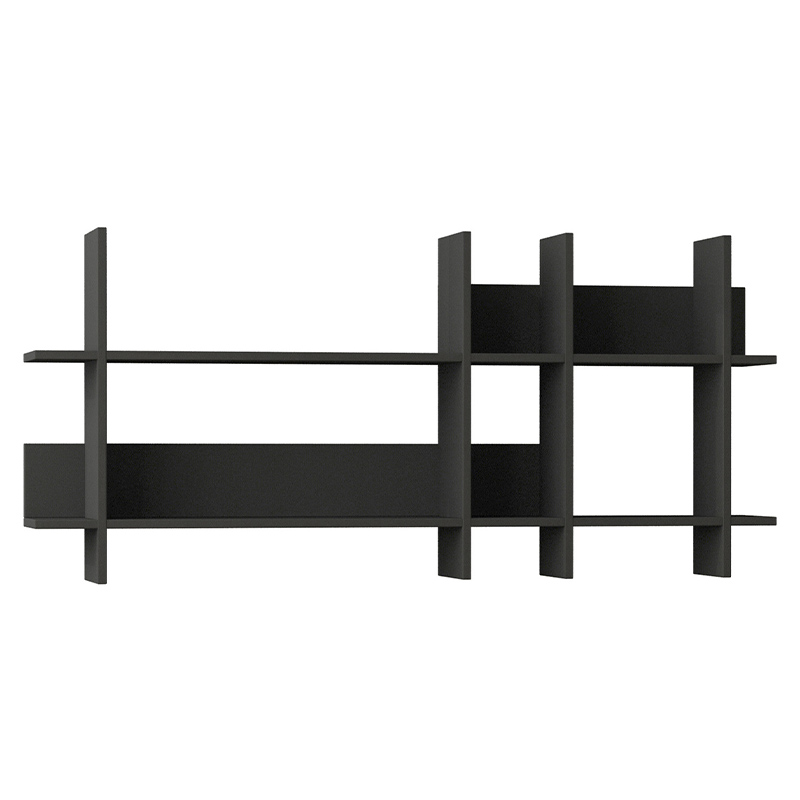 Полка прямая подвесная двухъярусная цвета антрацит BEADS BOOKCASE ANTHRACITE Антрацит Серый Полка прямая подвесная двухъярусная цвета антрацит BEADS BOOKCASE ANTHRACITE Антрацит Серый в Брянске | Loft Concept