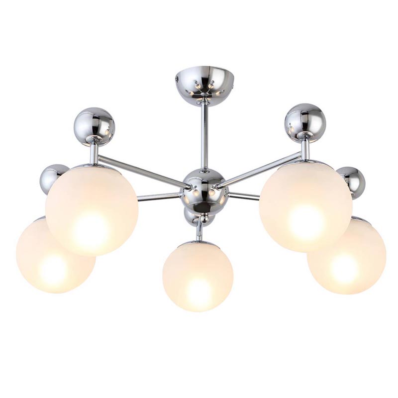 Потолочная люстра Demian Chrome Chandelier Хром Белый Потолочная люстра Demian Chrome Chandelier Хром Белый в Брянске | Loft Concept