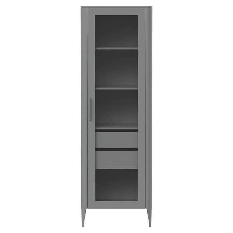 Витрина серая со стеклянной дверью с 4-мя полками и 2-мя ящиками Type  Серый в Брянске | Loft Concept 