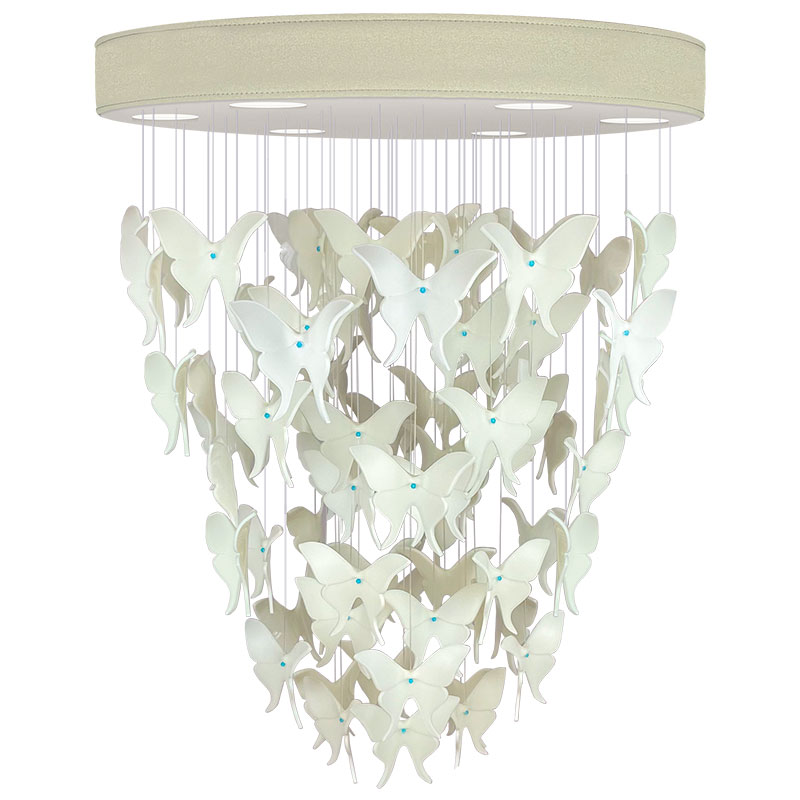 Люстра Белые Бабочки Жемчужно-серая база Night Butterflies Chandelier Бежево-серый Белый Люстра Белые Бабочки Жемчужно-серая база Night Butterflies Chandelier Бежево-серый Белый в Брянске | Loft Concept