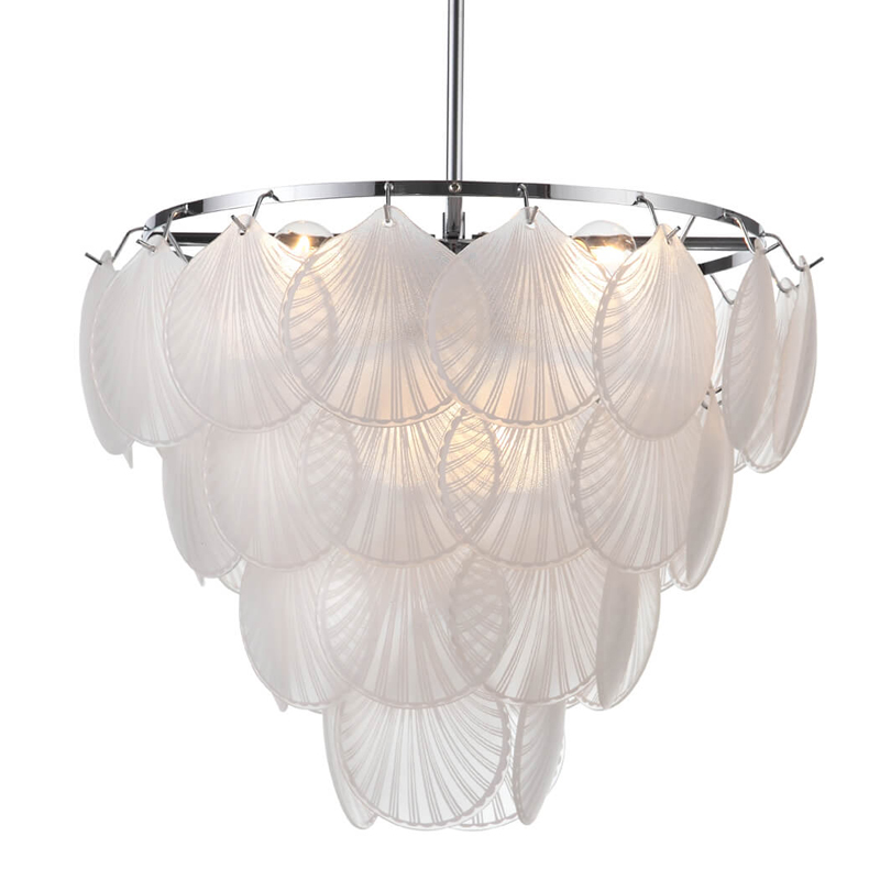 Люстра Glass Shells Suspension Chandelier Белый Хром Люстра Glass Shells Suspension Chandelier Белый Хром в Брянске | Loft Concept
