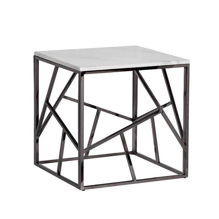 Приставной стол Serene Furnishing Dark Chrome Marble Top Хром Белый Приставной стол Serene Furnishing Dark Chrome Marble Top Хром Белый в Брянске | Loft Concept
