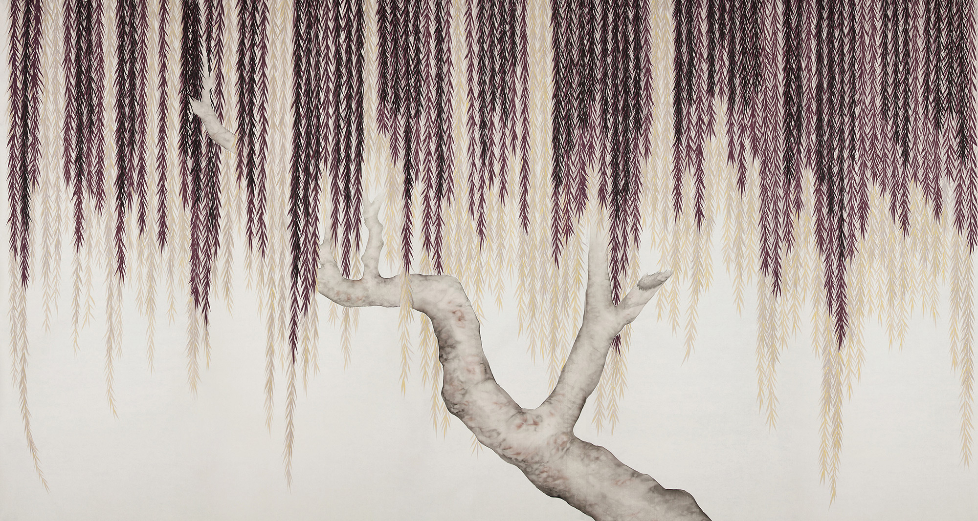 Обои ручная роспись Willow Boysenberry on Bleached White dyed silk Обои ручная роспись Willow Boysenberry on Bleached White dyed silk - постер Loft-Concept в Брянске