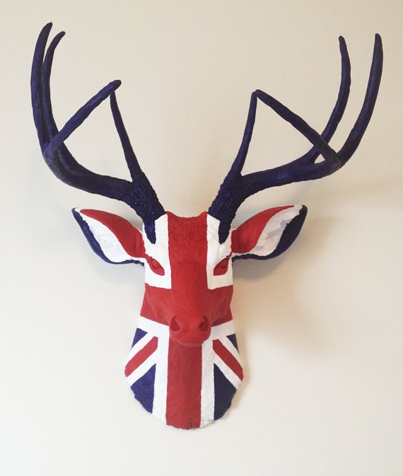 Голова оленя - Union jack Черный Голова оленя - Union jack Черный в Брянске | Loft Concept