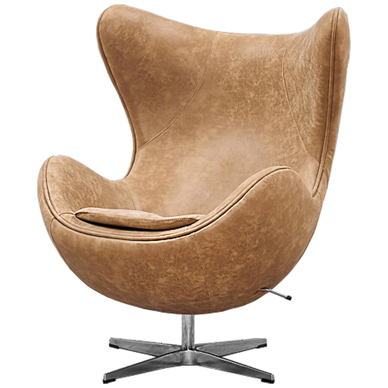 Кресло яйцо Egg Chair коричневая винтажная кожа Карамель Нержавеющая сталь Кресло яйцо Egg Chair коричневая винтажная кожа Карамель Нержавеющая сталь в Брянске | Loft Concept