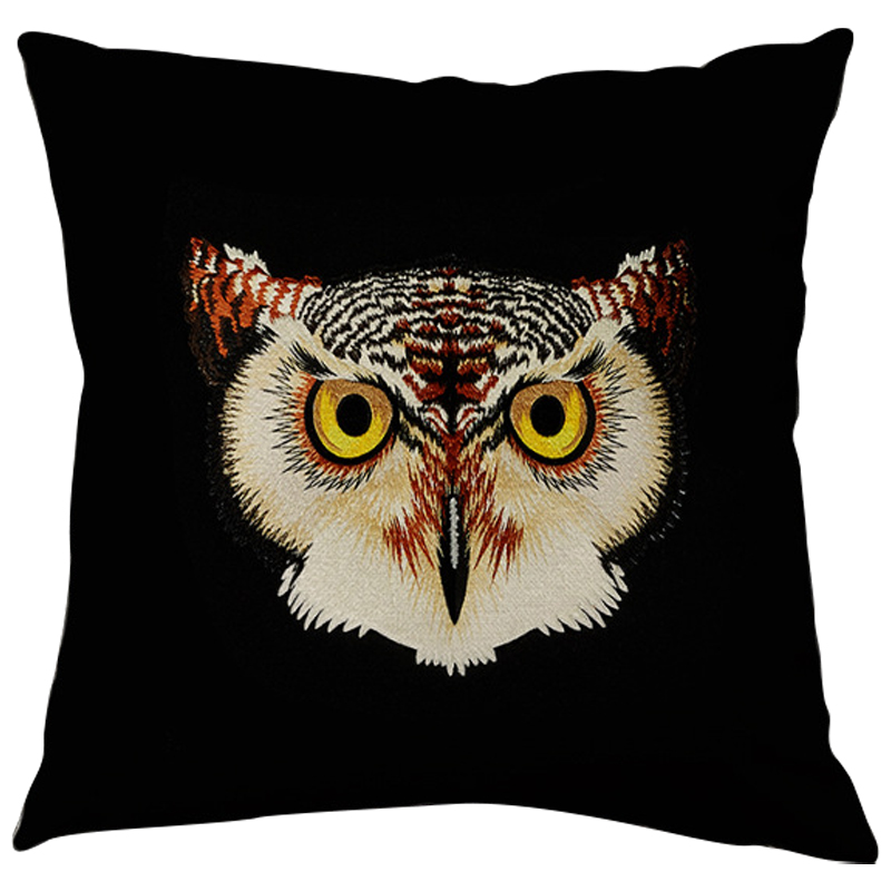 Декоративная подушка Стиль Gucci Owl Black Черный Коричневый Желтый Бежевый Декоративная подушка Стиль Gucci Owl Black Черный Коричневый Желтый Бежевый в Брянске | Loft Concept