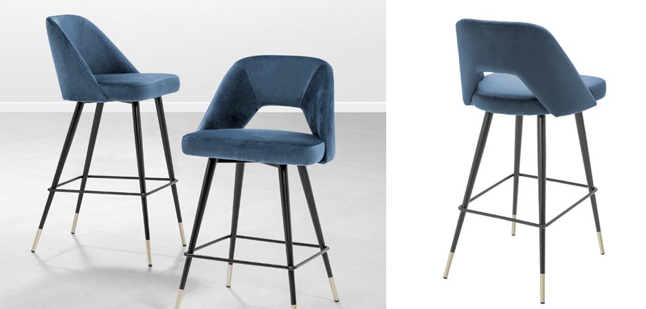 Барный стул Eichholtz Bar Stool Avorio Blue Барный стул Eichholtz Bar Stool Avorio Blue - Loft-Concept в Брянске