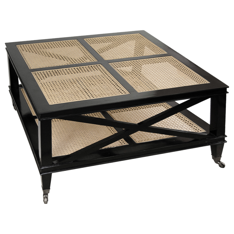 Кофейный стол Jacqueline Wicker Shelves Черный Бежевый Кофейный стол Jacqueline Wicker Shelves Черный Бежевый в Брянске | Loft Concept