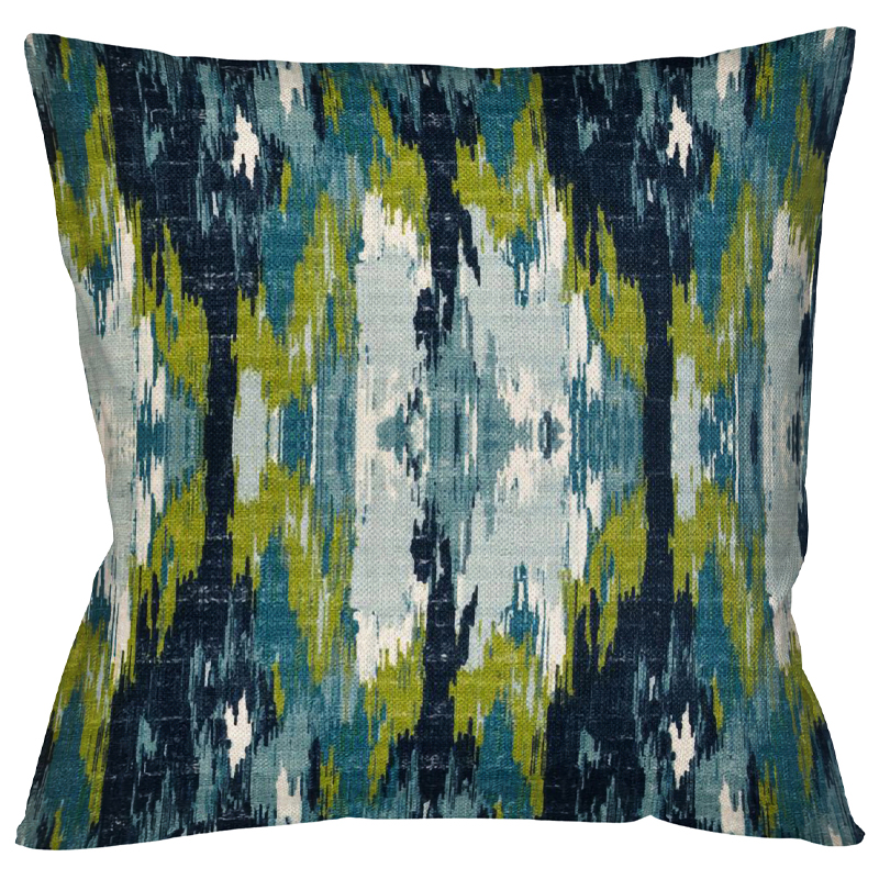Декоративная подушка с сине-зеленым узором Ikat Pattern Мульти Декоративная подушка с сине-зеленым узором Ikat Pattern Мульти в Брянске | Loft Concept