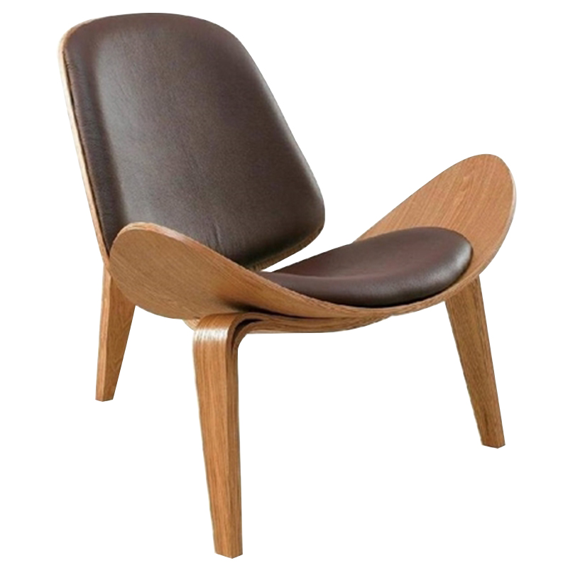 Дизайнерское кресло Shell Chair CH07 Экокожа Коричневый Дизайнерское кресло Shell Chair CH07 Экокожа Коричневый в Брянске | Loft Concept