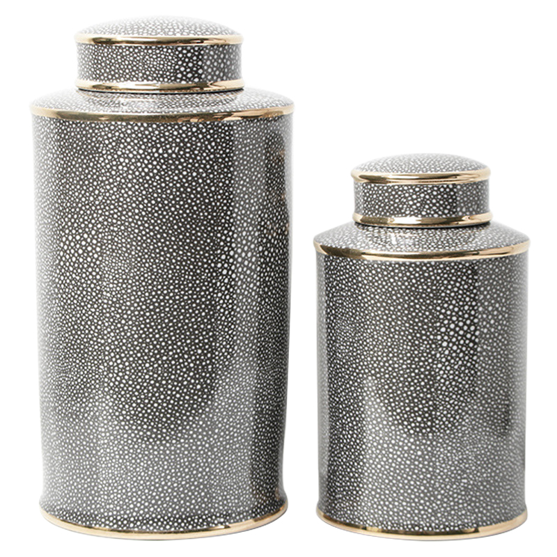 Ваза с крышкой Ceramic Grey Ornament Gold Vase Серый Золотой Ваза с крышкой Ceramic Grey Ornament Gold Vase Серый Золотой в Брянске | Loft Concept