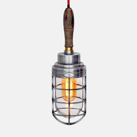 Ручной светильник Steampunk Cage Glass Edison Hanging Lamp Ручной светильник Steampunk Cage Glass Edison Hanging Lamp в Брянске | Loft Concept