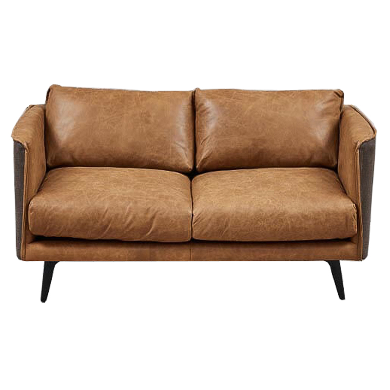 Диван Caramel Leather Sofa Карамель Бежево-серый Черный Диван Caramel Leather Sofa Карамель Бежево-серый Черный в Брянске | Loft Concept