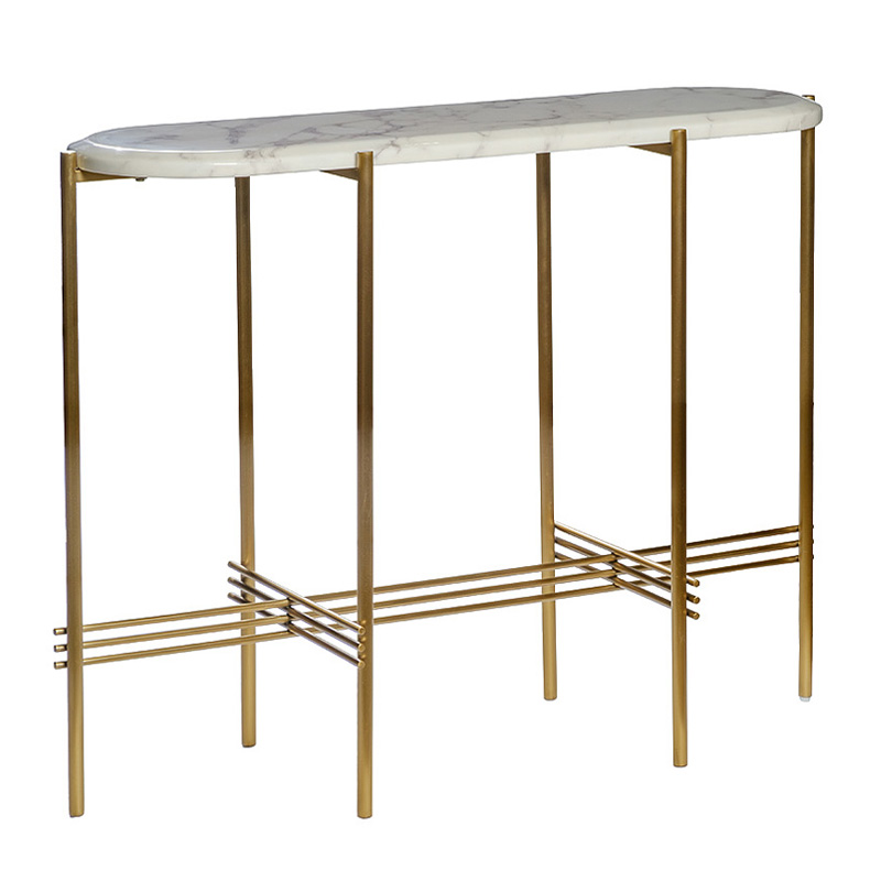 Консоль Andrine Console Белый Мрамор Bianco матовое золото Консоль Andrine Console Белый Мрамор Bianco матовое золото в Брянске | Loft Concept